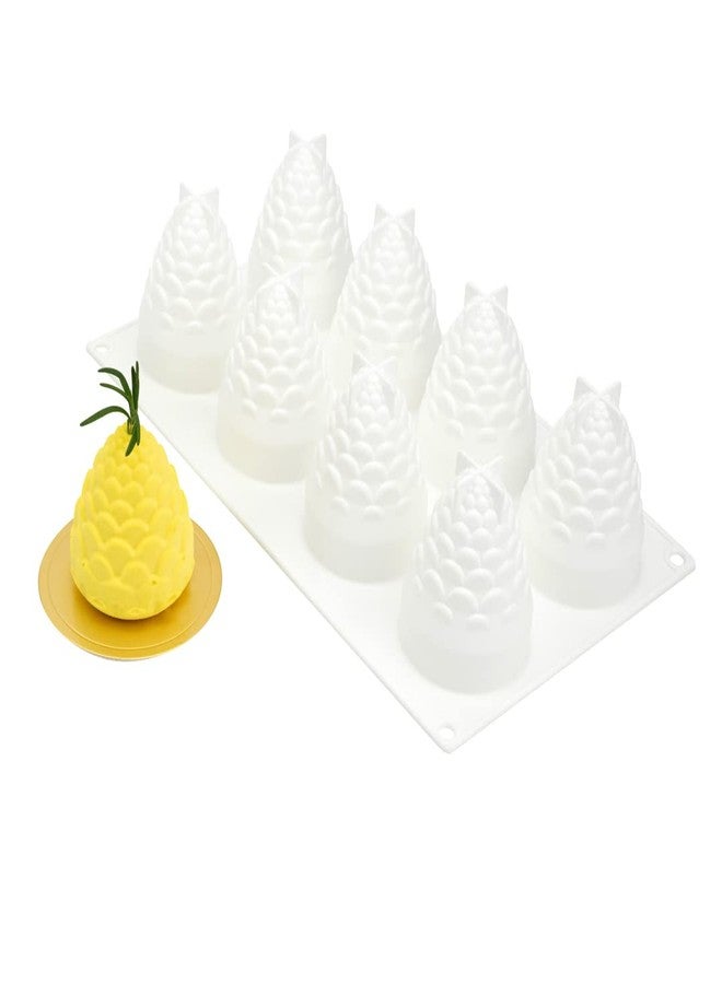 Restaurantware Pastry Tek 8 Cavities Pineapple Mold, 1 Oven-Ready Pineapple Jello Mold - Flexible, Freezable, White Silicone Tropical Fondant Mold, Easy Release, For Baking - Restaurantware - Image 1