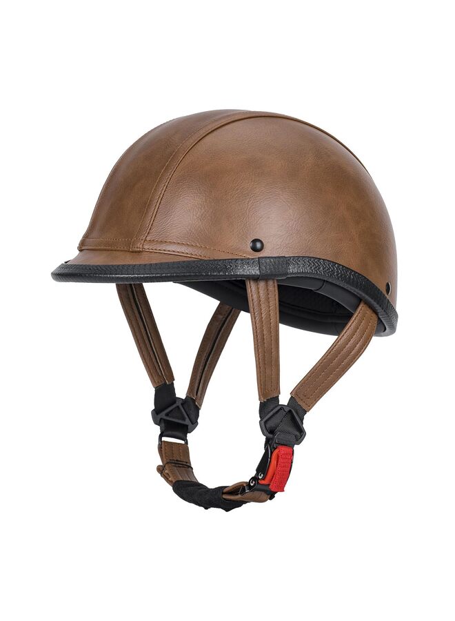 Handmade Leather Motorcycle Helmet Retro Half Face Helmet for Adults Men and Women, Lightweight Open Face 1/2 Vintage Helmets for Moped Cruiser Scooter (Brown L) - Image 3