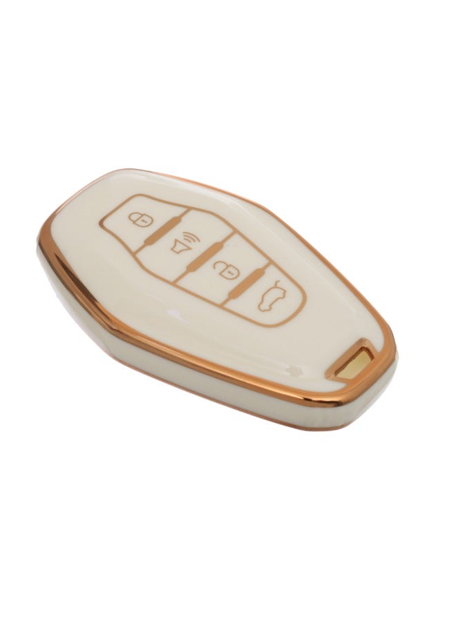 Generic Premium TPU Quality Silicone Key Car Cover – Durable, Flexible, and Scratch-Resistant Protection for Your Car Keys – Custom Fit Design for a Sleek Look – Compatible with All Jetour Models - White Gold  - Image 1