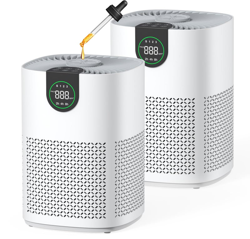 VEWIOR 2 Pack Air Purifiers for Home, Air Purifiers for Bedroom Large Room up to 1200 sq.ft with H13 HEPA Washable Filter, Aromatherapy, PM2.5 Display, Sleep Mode, Auto Mode for Dust, Smoke, Pets Hair - Image 1