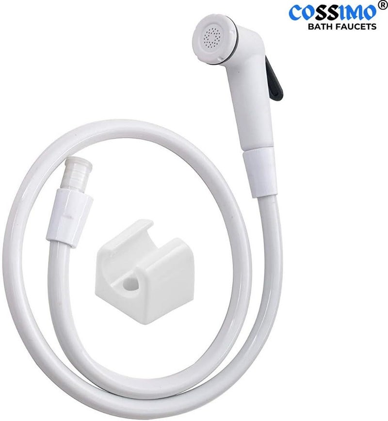 Cossimo COSSIMO Black Ring Pvc White Health Faucet with 10 Meter Hose Pipe with Hook Set of 1  - Image 2