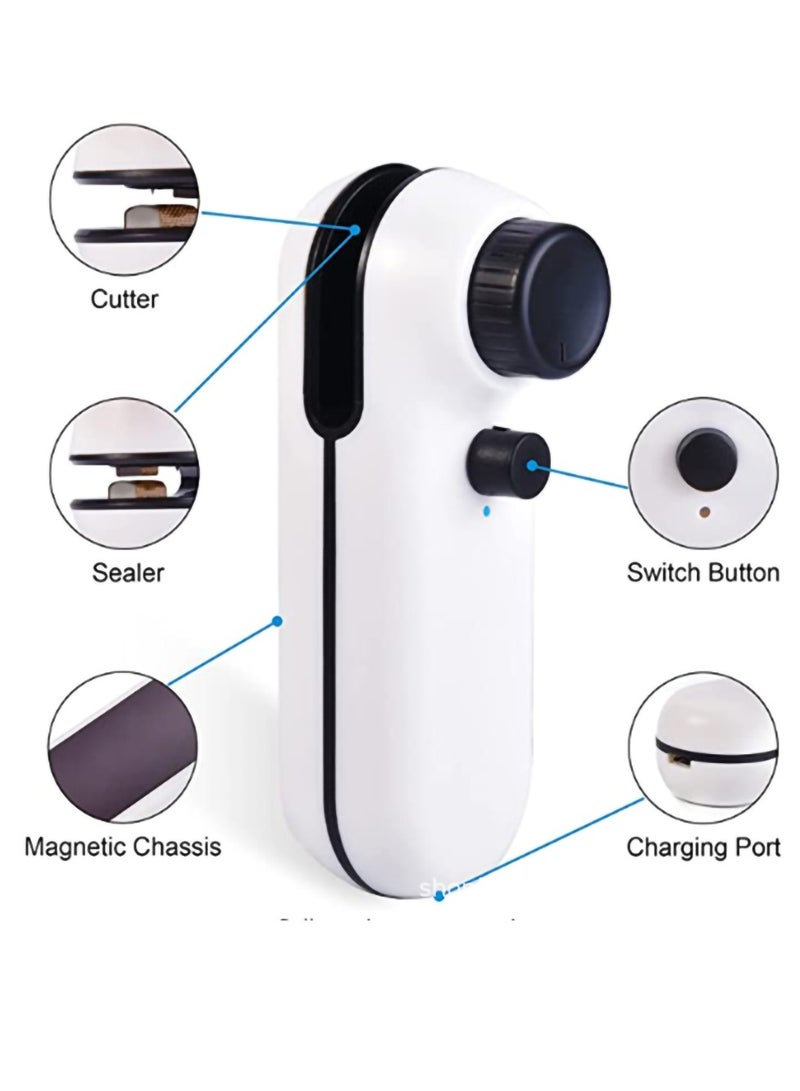 SYOSI Mini Bag Sealer, 2 in 1 USB Rechargeable Heat Sealer and Cutter, Mini Chip Bag Sealer Heat Seal, with Soft Magnetic Portable Bag Machine, for Plastic Bags Snacks Freshness and Food Storage - Image 4