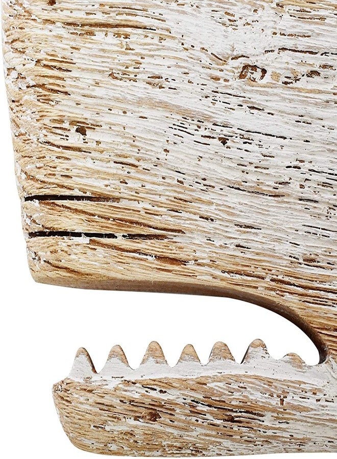 Linfevisi Rustic Nautical Decor Wooden Whale Hanging Wall Decor Wood Whale Decorations Beach Art Ornament Whale Sea Theme Home Decoration Wood Sculpture Whale 29.5" L - Image 3