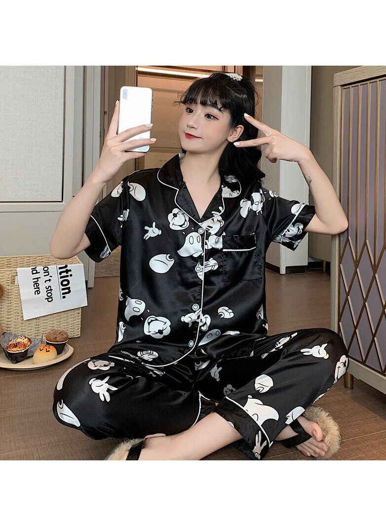 DubaiGallery Trendie Women's Korean Cute Designs Series Sleepwear Collection Milky Cotton Sleepwear Shortsleeves and Pants Pyjama Set. - Image 2