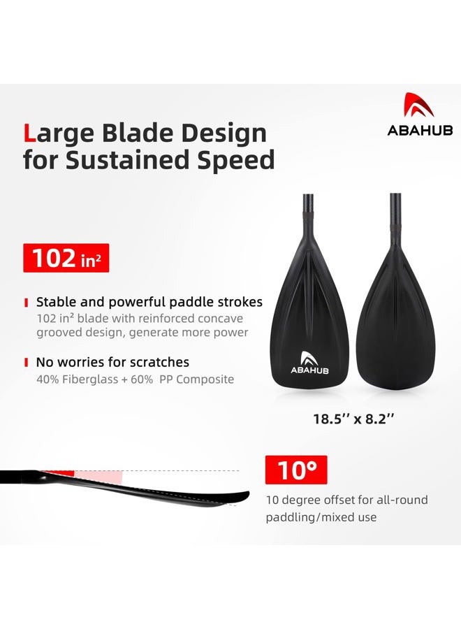 Abahub Carbon Fibre SUP Paddle 3-Piece Adjustable Stand Up Paddle Carbon Shaft & Black Plastic Blade + Bag - Image 2