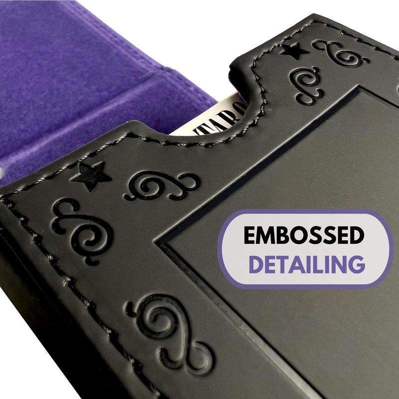 Luck Lab Leather Tarot Card Case/Holder - Black - For Most Standard Size Tarot Cards (Fits Deck size with Box measuring 4.875 x 2.875 x 1.25)- Sun Design - Image 4