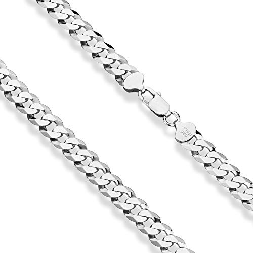 Miabella Italian Solid 925 Sterling Silver 9mm Diamond-Cut Cuban Link Curb Chain Necklace For Men, Made in Italy (Length 30 Inches) - Image 2