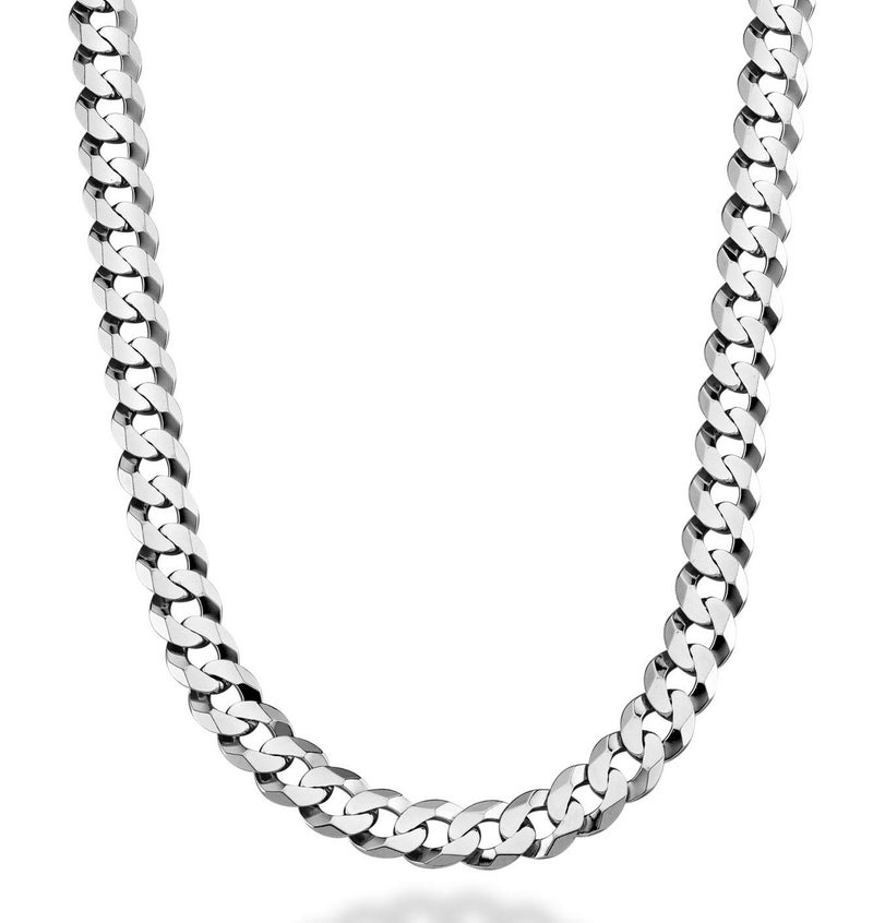Miabella Italian Solid 925 Sterling Silver 9mm Diamond-Cut Cuban Link Curb Chain Necklace For Men, Made in Italy (Length 30 Inches) - Image 1