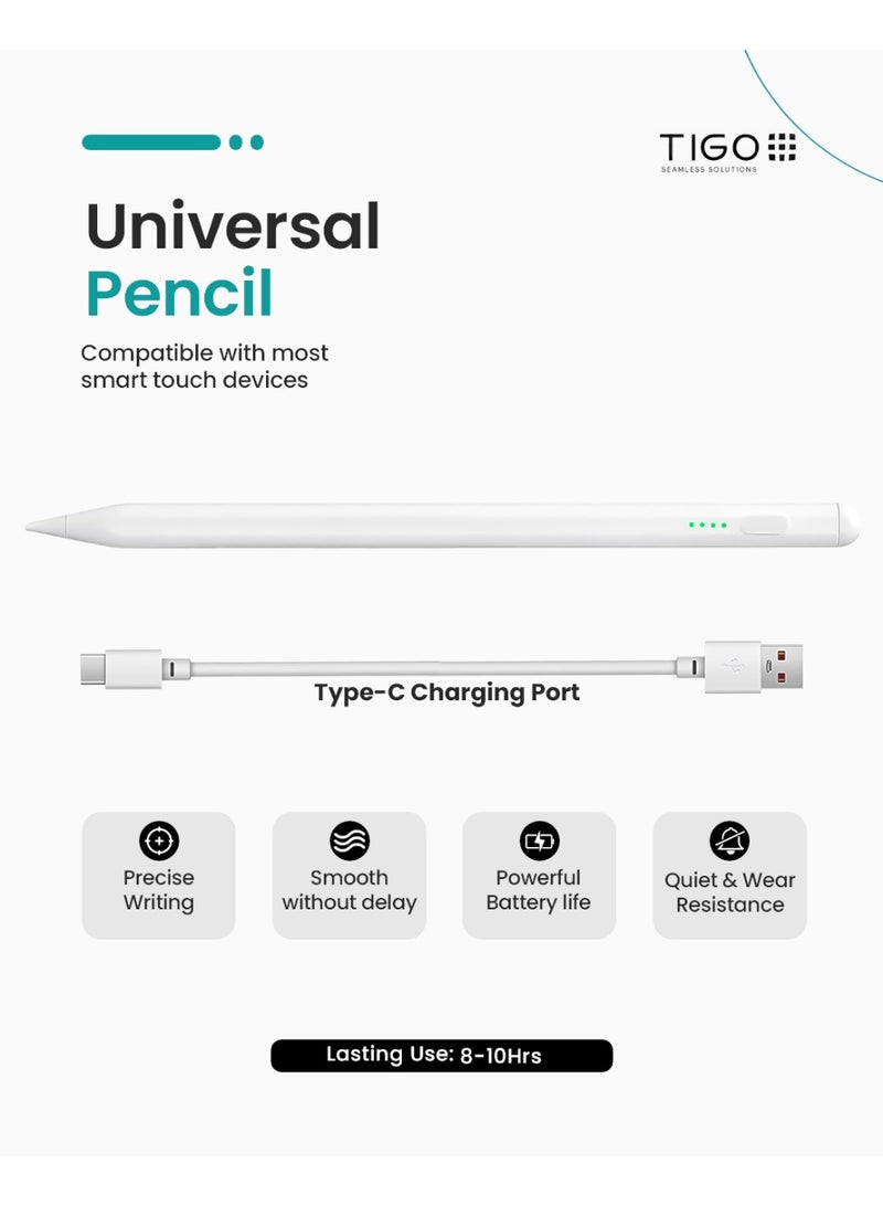 T I G O Universal Stylus Pen Wireless Passive Touchscreen Pen for iOS & Android, Compatible with iPhone, iPad, Samsung & Tablets Fast Charging, Ergonomic Design, Adjustable Tilt & Indicator Lights  - Image 2