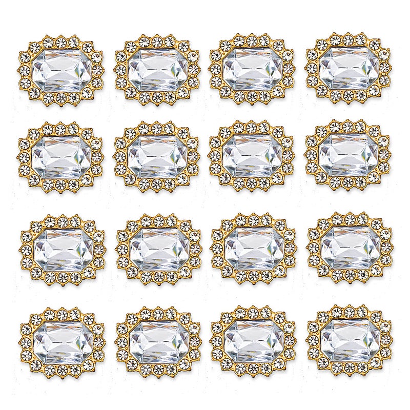 Rodvanvo Rodvanvo 50 pcs Luxurious Rhinestone Embellishments Crystal Decoration Handcraft Button Gold Bottom DIY Project for Flower Headband Dress Accessory Clear