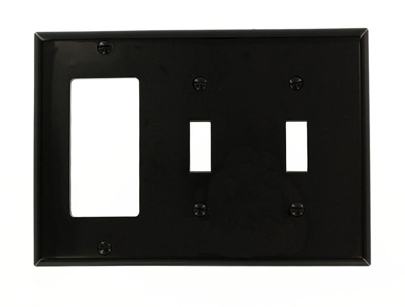 Leviton 3-Gang 2-Toggle 1-Decora/GFCI Device Combination Wallplate, Standard Size, 80745-E, Black - Image 3