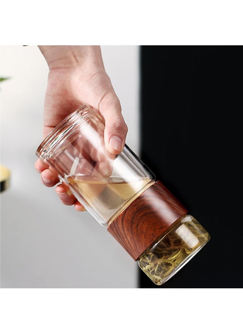 Arabest Tea Infuser, Tea Infuser Cup, 3 In 1 Infusible Tea Maker for Loose Leaf Tea, Double-Layered Glass Tea Infuser Bottle, Portable Tea Water Separation Tea Cup (Pink,420 ml / 14 oz)  - Image 2