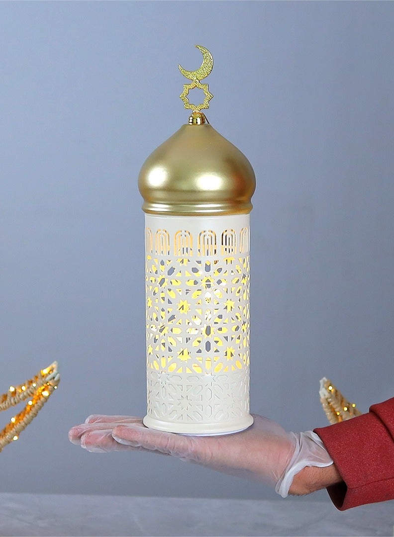 الهدايا مول  فانوس رمضان بإضاءة فاخر – بيج ذهبي – 9×9×33 سم - Image 2