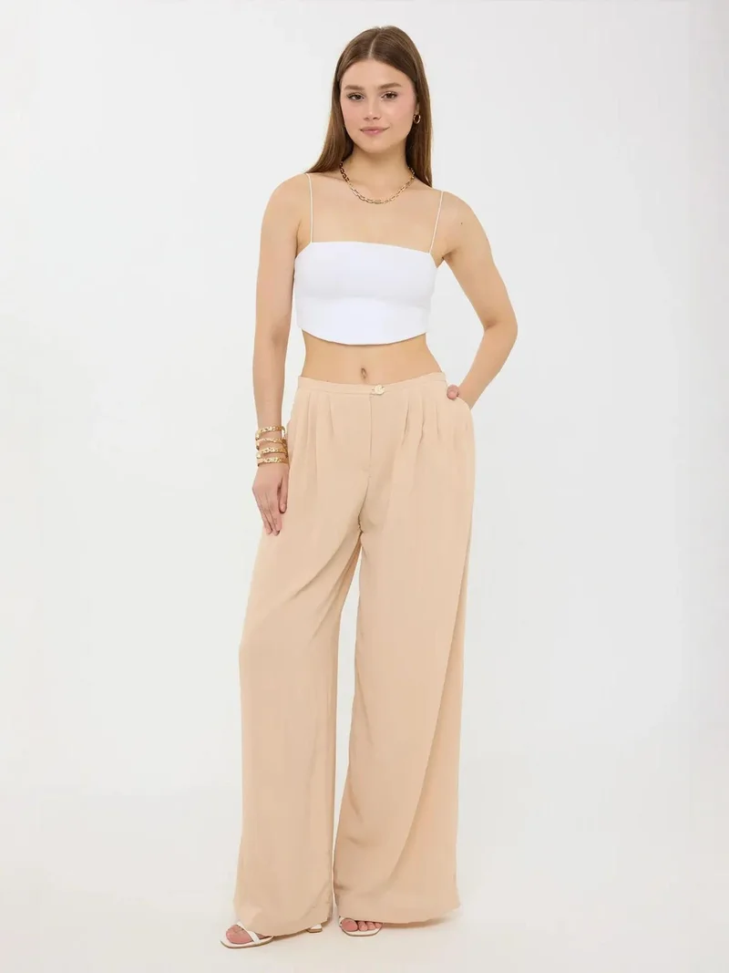 HICCUP Pleated Wide-Leg Trousers with Relaxed Fit