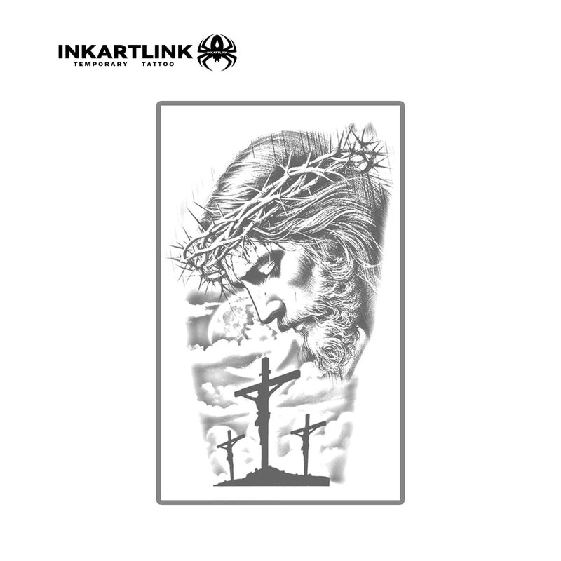 INKARTLINK Semi Permanent Tattoo, Party Tattoo, Beautiful and Realistic Design, Fun Tattoo Experience, Cruelty-free, Non-reflective, Waterproof (Jesus 2) - Image 4