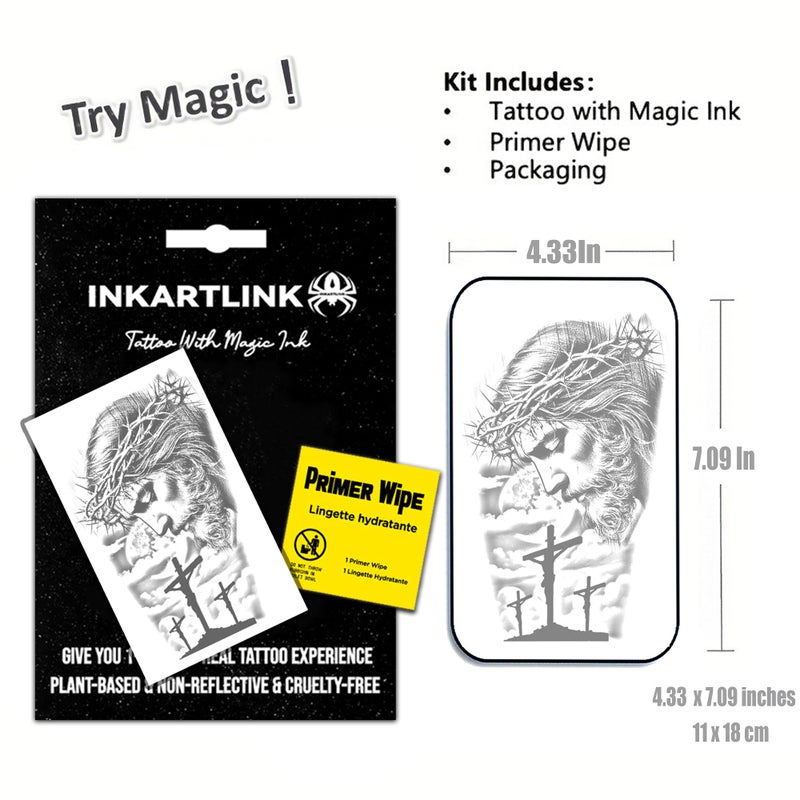 INKARTLINK Semi Permanent Tattoo, Party Tattoo, Beautiful and Realistic Design, Fun Tattoo Experience, Cruelty-free, Non-reflective, Waterproof (Jesus 2) - Image 2