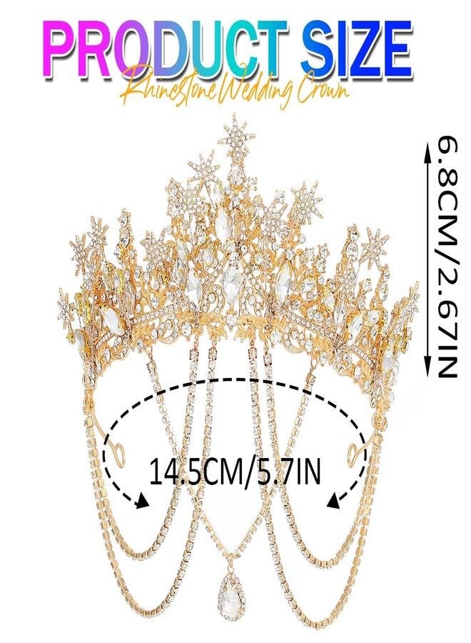 Gortin Rhinestone Crown Gold Bride Wedding Headband Star Tiara Headpiece Bridal Hair Accessories for Women - Image 4