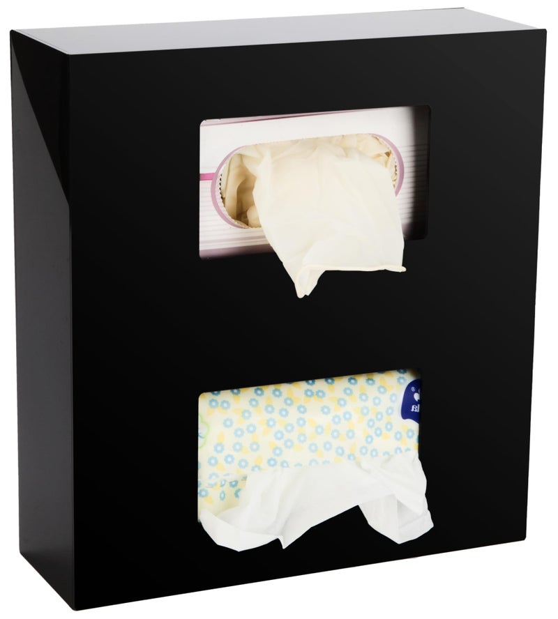 SimplyImagine Black Glove Box Holder & Dispenser - Double Side Loaded, Acrylic Rack for Disposable Medical, Latex, Rubber, Nitrile, Exam Boxes - Gloves Not Included (Black, Double) - Image 1