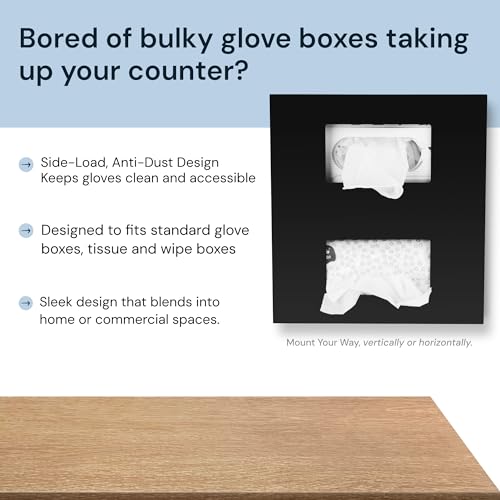 SimplyImagine Black Glove Box Holder & Dispenser - Double Side Loaded, Acrylic Rack for Disposable Medical, Latex, Rubber, Nitrile, Exam Boxes - Gloves Not Included (Black, Double) - Image 3