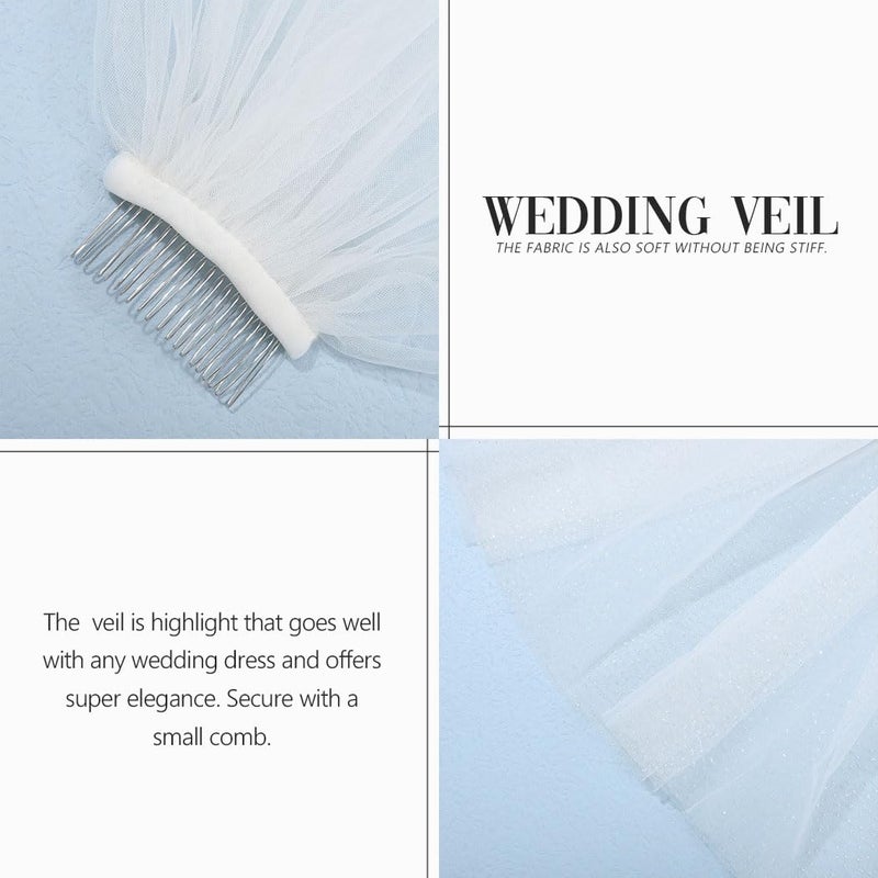 Latious 1 Tier Wedding Bride Veil Ivory Simple Fingertip Bridal Tulle Veils With Comb For Brides And Women (Ivory) - Image 4