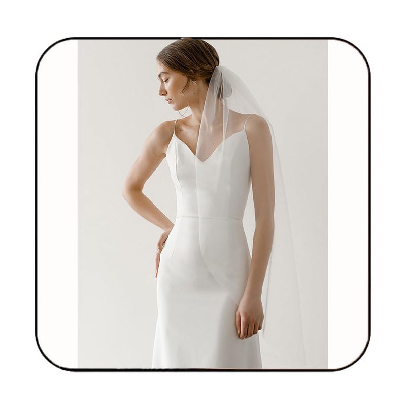 Latious 1 Tier Wedding Bride Veil Ivory Simple Fingertip Bridal Tulle Veils With Comb For Brides And Women (Ivory) - Image 1
