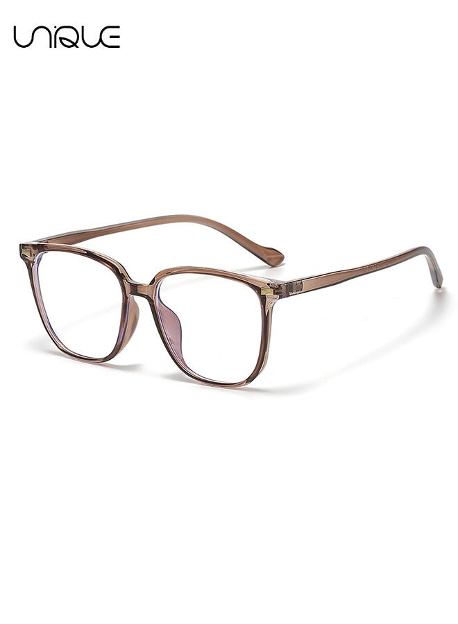 Unique Glasses - Blue Light Filter Eyewear for Men & Women, Anti Blue Light Eyestrain UV Glare Blocking, TV Computer Gaming Glasses - Non-Prescription Glasses(Transparent Brown) - Image 1