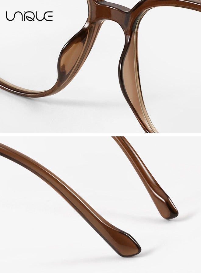 Unique Glasses - Blue Light Filter Eyewear for Men & Women, Anti Blue Light Eyestrain UV Glare Blocking, TV Computer Gaming Glasses - Non-Prescription Glasses(Transparent Brown) - Image 4