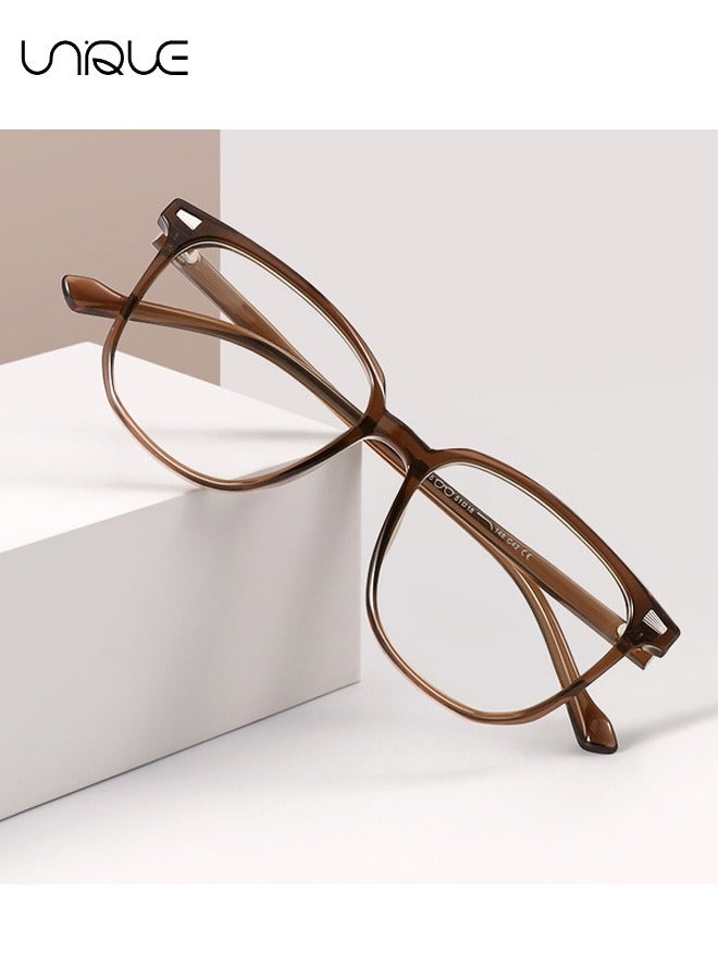 Unique Glasses - Blue Light Filter Eyewear for Men & Women, Anti Blue Light Eyestrain UV Glare Blocking, TV Computer Gaming Glasses - Non-Prescription Glasses(Transparent Brown) - Image 5