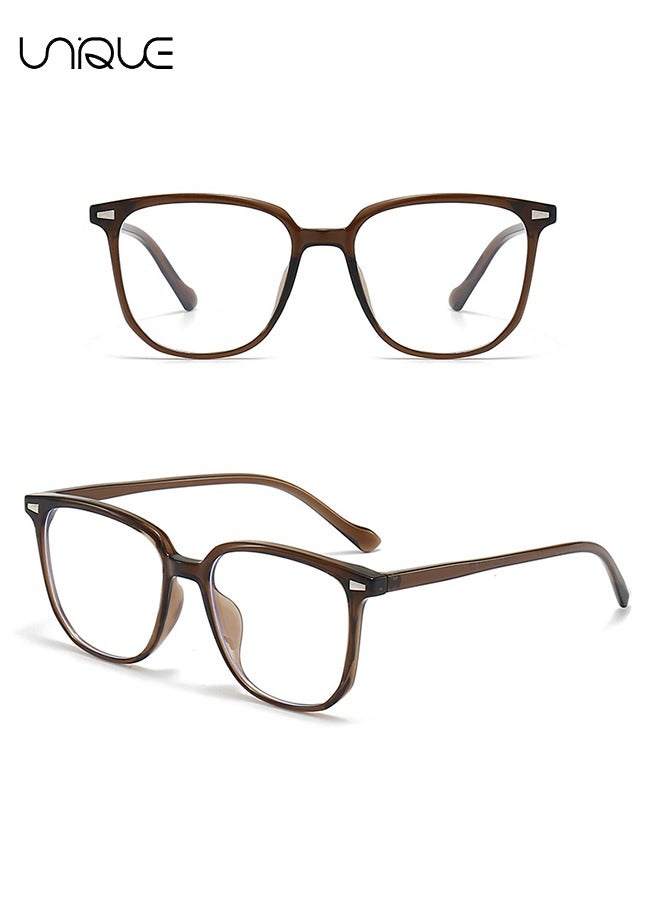 Unique Glasses - Blue Light Filter Eyewear for Men & Women, Anti Blue Light Eyestrain UV Glare Blocking, TV Computer Gaming Glasses - Non-Prescription Glasses(Transparent Brown) - Image 3