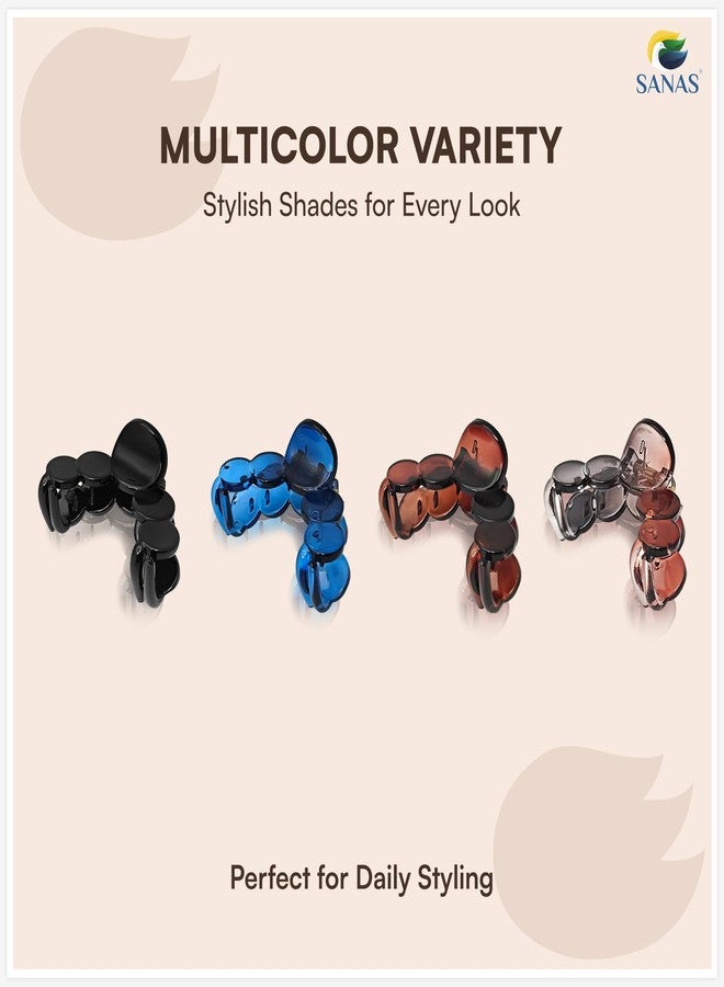 Sanas Hair Clips For Women Stylish (4Pcs) Small Clutchers For Hair Clips For Girls Claw Clips For Women Aesthetic Cute Hair Accessories Fashion Accessories For Girls Teenage (4Pcs)(Versatile 4 Shades) - Image 5