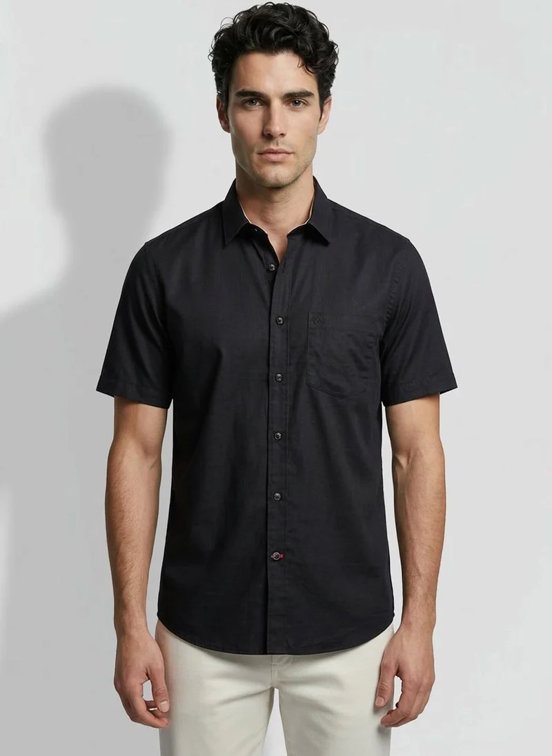 Being Human Black Regular Fit Men's Short Sleeves Casual Shirts