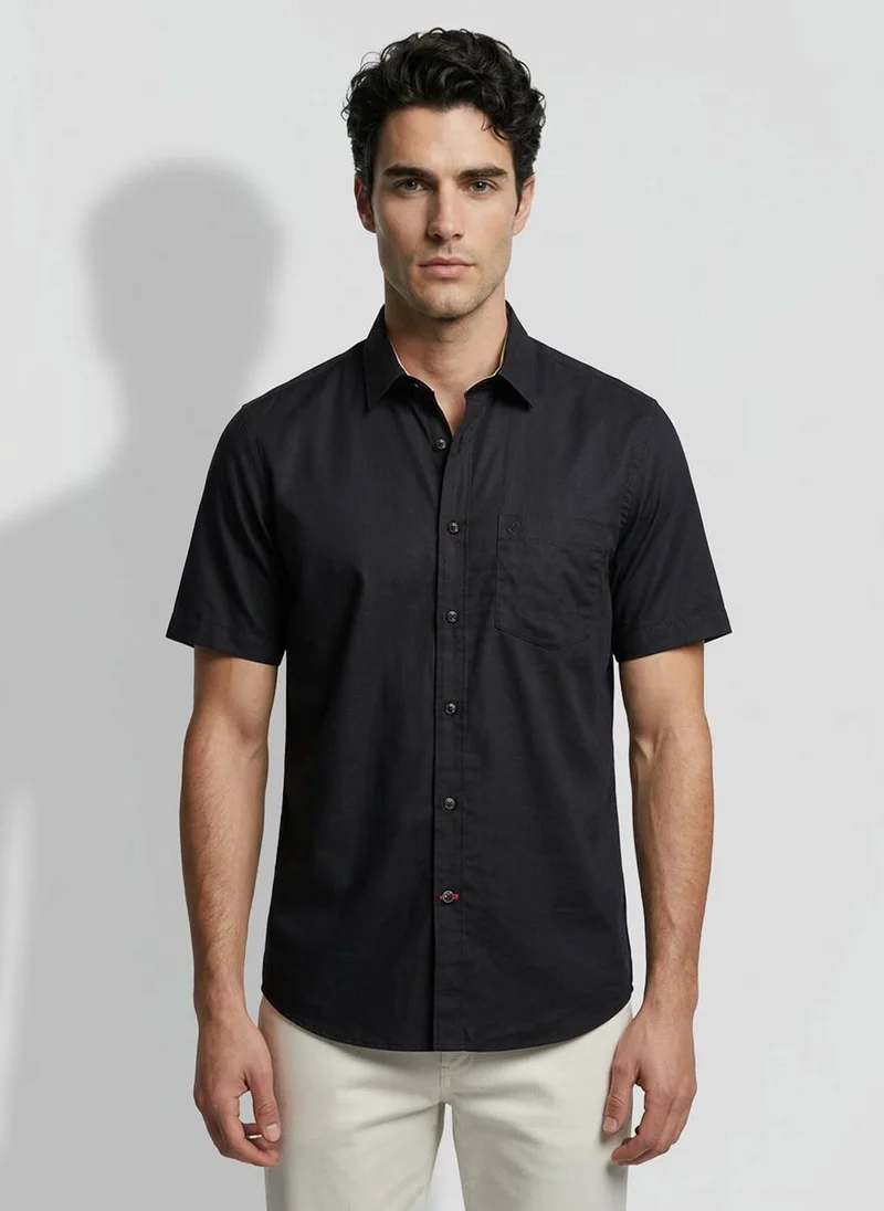 Being Human Black Regular Fit Men's Short Sleeves Casual Shirts