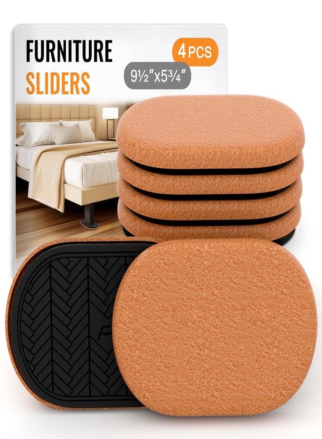 TOMHUA Furniture Sliders for Hardwood Floors Felt Large 9.5 Inch x 5.75 Inch Oval Reusable Furniture Slider with Extra Thick Design - Heavy-Duty Furniture Movers - Felt Sliders Effortless Moving 4 PCS - Image 1