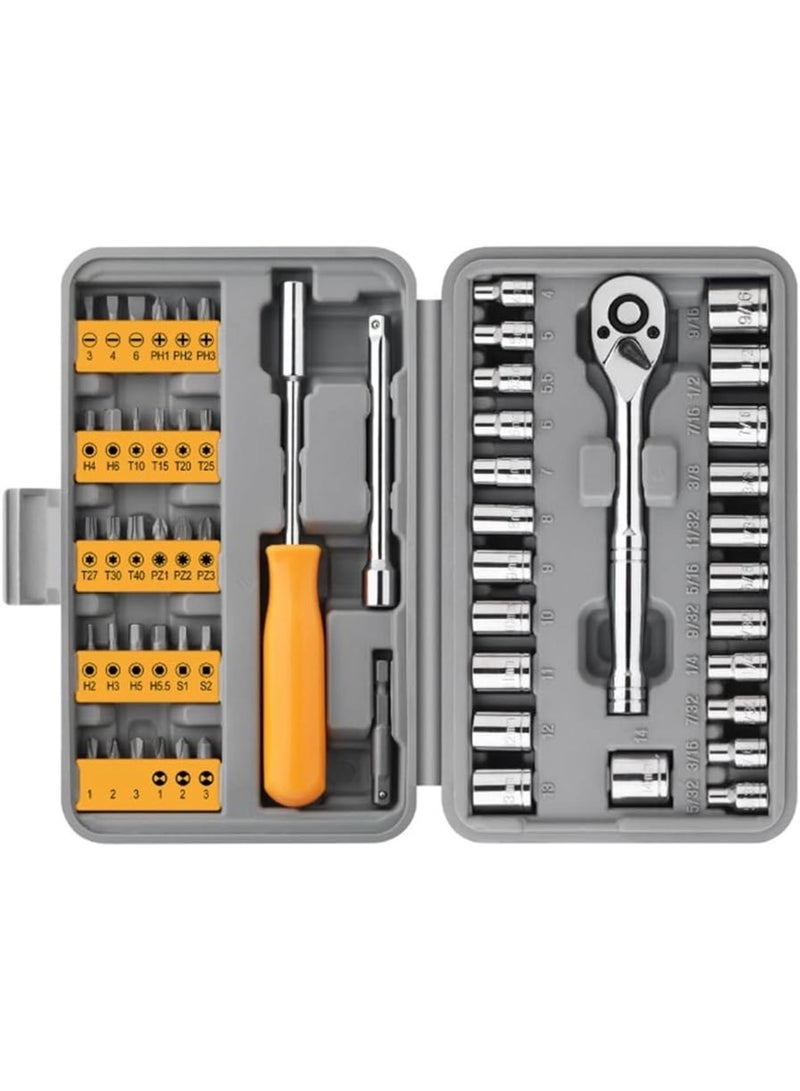 GGOOT 57Pcs Socket Wrench Auto Repair Tool Set Batch Ratchet Wrench Repair Tool Multi-Function Toolbox Hardware Tools Easy Install - Image 1