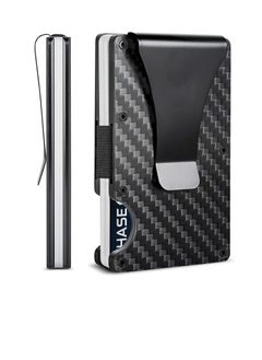 Excefore Carbon Fiber Wallet, Front Pocket Wallets for Men, Mini Credit Card Holder with Metal Money Clip, RFID Blocking Slim Wallet, Minimalist Futuristic Design, Store Various Cards Such As Bank, Ideal Gift  - Image 1