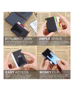 Excefore Carbon Fiber Wallet, Front Pocket Wallets for Men, Mini Credit Card Holder with Metal Money Clip, RFID Blocking Slim Wallet, Minimalist Futuristic Design, Store Various Cards Such As Bank, Ideal Gift  - Image 2