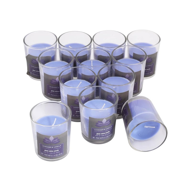 AURA Aromatic Shot Glass Candle 1213 Hours Burn Time Pack of 12 Lavender Vanilla - Image 3