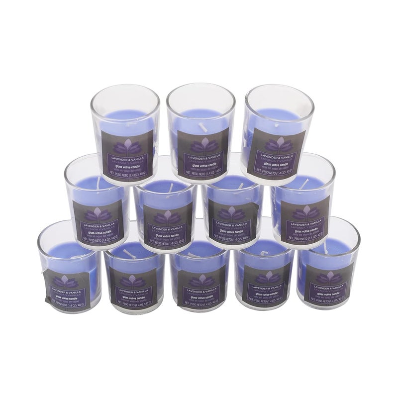 AURA Aromatic Shot Glass Candle 1213 Hours Burn Time Pack of 12 Lavender Vanilla - Image 4