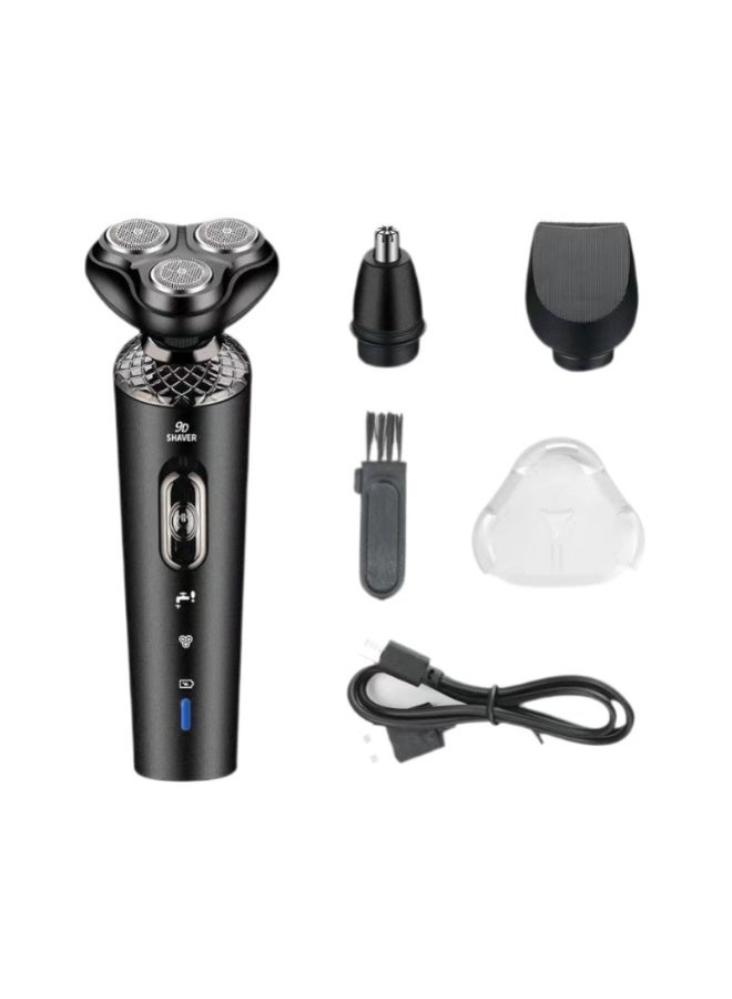 3-in-1 Electric Shaver Grooming Kit - USB Type-C Rechargeable, Rotary Shaver with Nose Trimmer, Sideburn Trimmer & 3 Spare Blades - Image 1