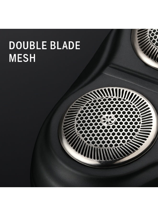 3-in-1 Electric Shaver Grooming Kit - USB Type-C Rechargeable, Rotary Shaver with Nose Trimmer, Sideburn Trimmer & 3 Spare Blades - Image 5