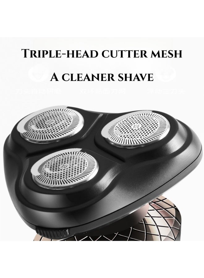 3-in-1 Electric Shaver Grooming Kit - USB Type-C Rechargeable, Rotary Shaver with Nose Trimmer, Sideburn Trimmer & 3 Spare Blades - Image 3