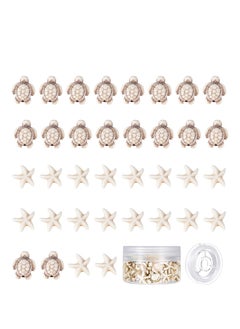 SYOSI 100Pcs 2 Styles Tortoise Beads Starfish Beads Summer Beads for Jewelry Making Synthetic Turquoise Beads Turtle Charms Bulk Ocean Animal Spacer Beads Elastic Thread Bracelets Beige  - Image 1