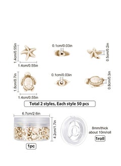 SYOSI 100Pcs 2 Styles Tortoise Beads Starfish Beads Summer Beads for Jewelry Making Synthetic Turquoise Beads Turtle Charms Bulk Ocean Animal Spacer Beads Elastic Thread Bracelets Beige  - Image 2