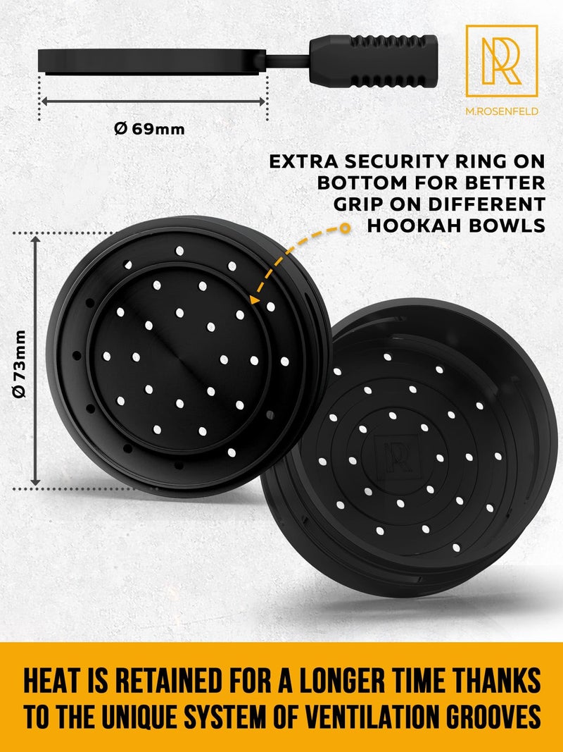 M. ROSENFELD Black Hookah Charcoal Holder - Premium Hookah Heat Management System - Hookah Accessories Set and Hookah Flavor Saver - Universal Hookah Coal Holder Cover Huli - Image 4