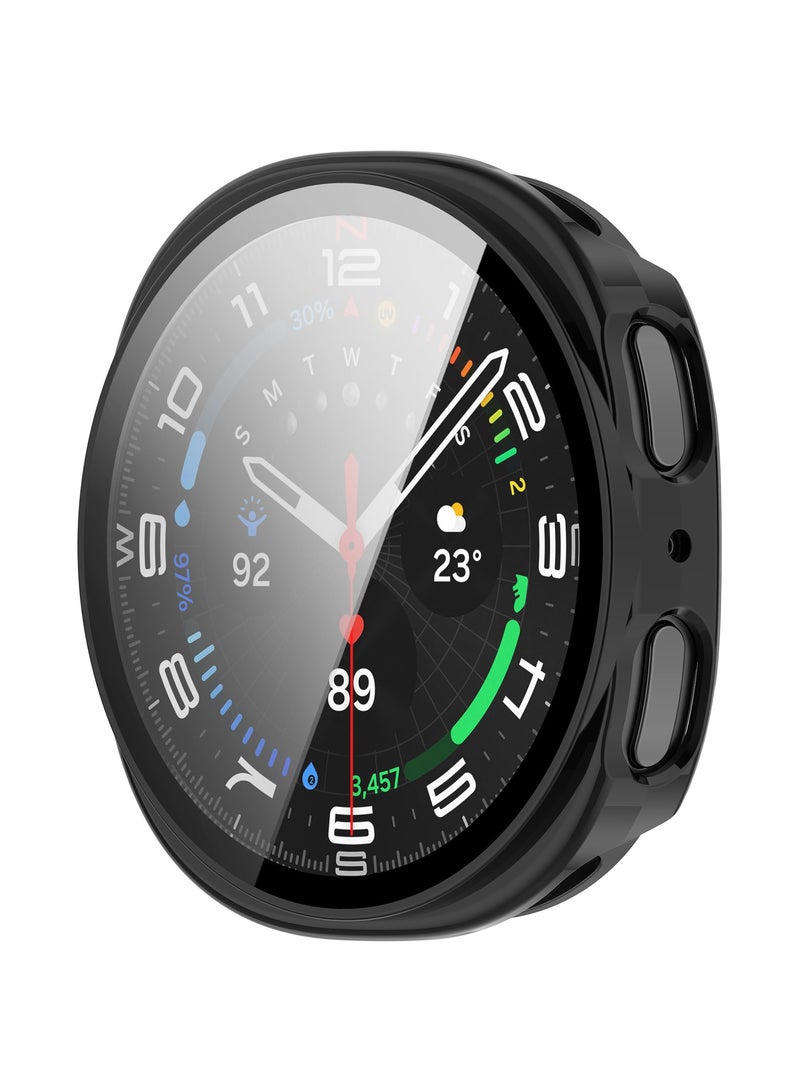 Youque Case for Samsung Galaxy Watch 8 40mm 2025 with Screen Protector, Hard PC Bumper Case and Tempered Glass Protective Cover, Black  - Image 2
