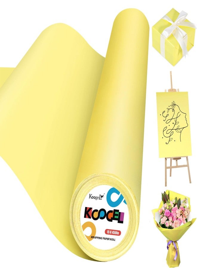 Koogel Yellow Wrapping Paper, 15" x 450"(38') Yellow Paper Roll for Gift Wrapping Craft Supplies Bouquet Flower Covering Poster Packing - Image 1