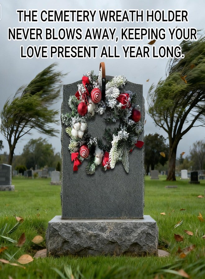 ALL SPECIAL 2-Pack Headstone Wreath Hanger,Cemetery Wreath Holder for 3-8 inch Tombstones,Sturdy Steel with Locking Buckle,Easily Holds 20 lbs,Grave Marker Decor for Mother's Day,Memorial Day,Never Blown Away - Image 2