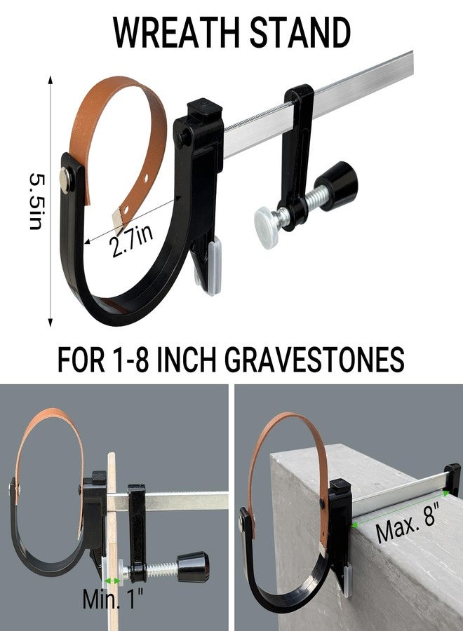 ALL SPECIAL 2-Pack Headstone Wreath Hanger,Cemetery Wreath Holder for 3-8 inch Tombstones,Sturdy Steel with Locking Buckle,Easily Holds 20 lbs,Grave Marker Decor for Mother's Day,Memorial Day,Never Blown Away - Image 4