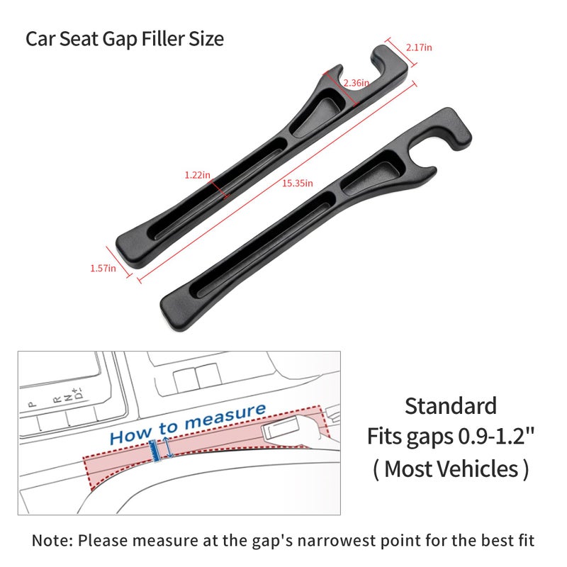TATATOO Car Seat Gap Filler, Seat Side Gap Filler Organizer with Phone Holder, Universal Fit in Between Car Seat Catcher, Perfect for Car, SUV, Truck (Slotted, Black) - Image 2