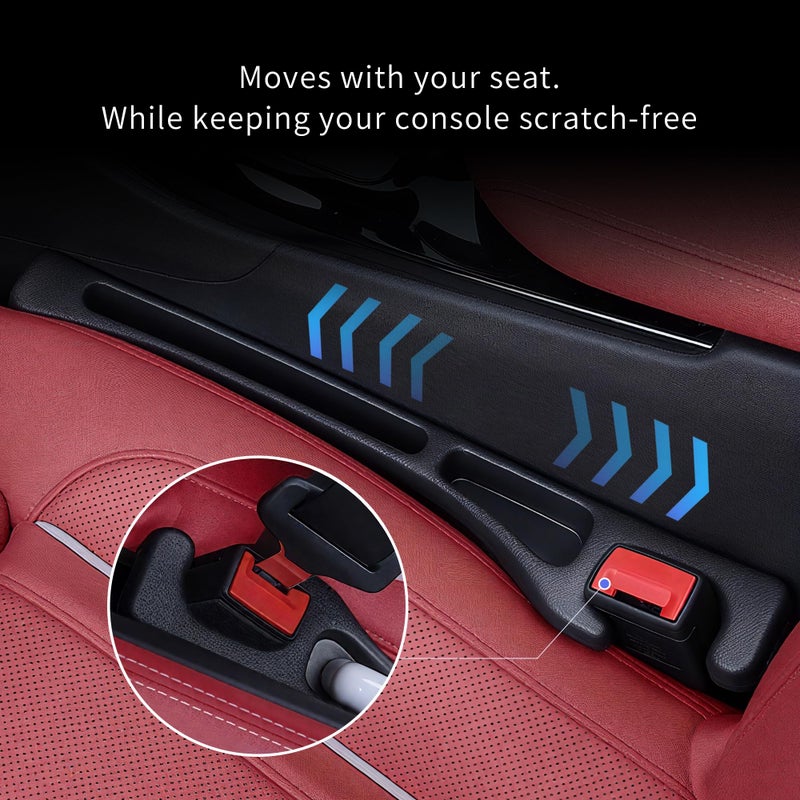 TATATOO Car Seat Gap Filler, Seat Side Gap Filler Organizer with Phone Holder, Universal Fit in Between Car Seat Catcher, Perfect for Car, SUV, Truck (Slotted, Black) - Image 5